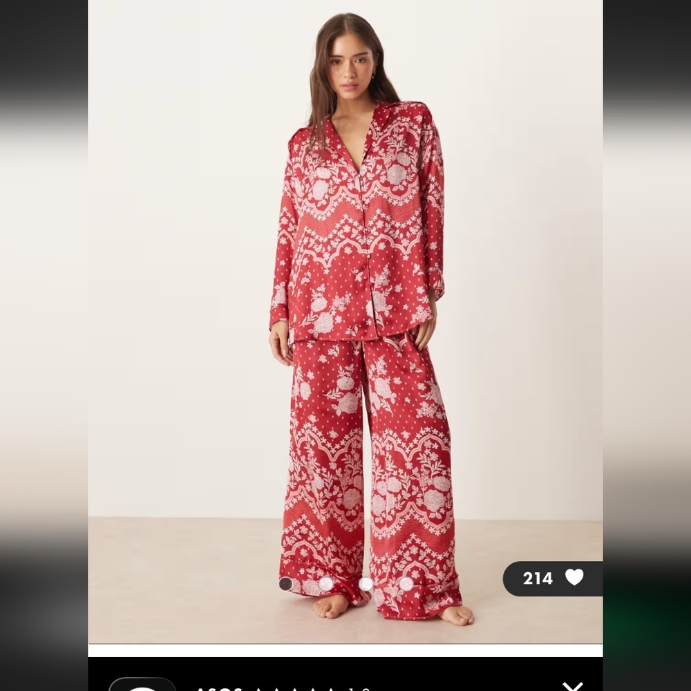 FREE PEOPLE INTIMATELY DREAMY DAYS PJ SET IN CHERRY COMBO - Picture 2 of 11